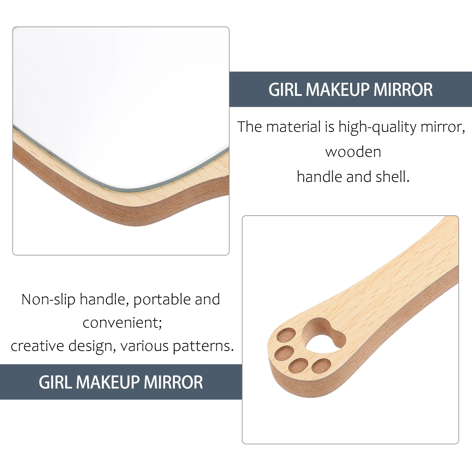 

1Pcs Girl Makeup Mirror Animal Shaped Handheld Cosmetics Mirror Simple Structure Home Use Lovely Appearance Makeup Tool