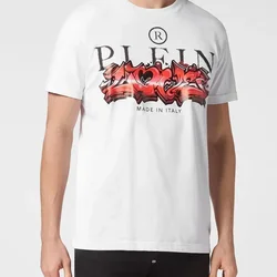 PHILIPP PLEIN/PP Printed Men's T-Shirt O Neck New Men's Casual Short Sleeve Trendy Loose T-Shirt Oversized T Shirt Harajuku