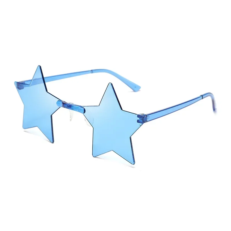 Star Shape Sun Glasses Ultra Light Funny Pentagram Candy Colors One-Piece Eyewear Decoration Party Rimless Sunglasses UV400
