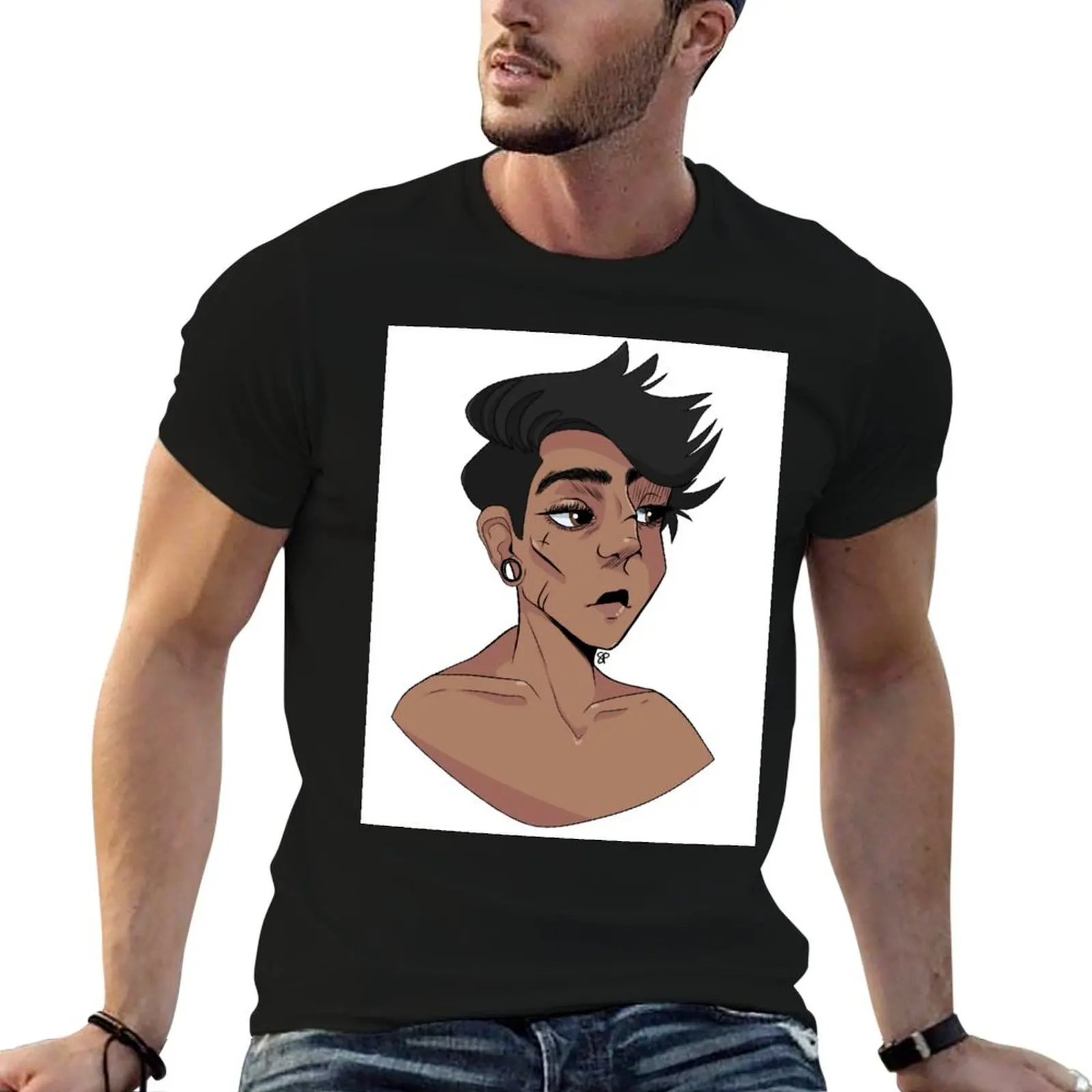 Androgynous Bust Portrait T-Shirt graphic tee shirt anime stuff blue archive cute clothes slim fit t shirts for men