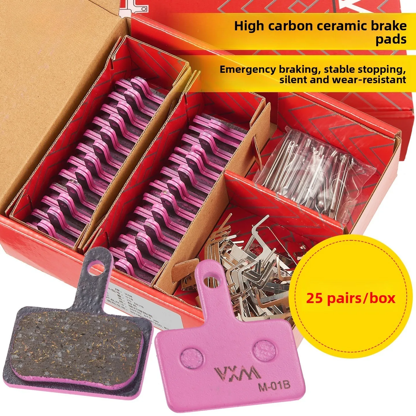 Mountain Highway Folding Car Disc Brake Pads 25 Pairs Boxed Carbon Ceramic Fiber Metal Brake Pads Disc Brake Pads