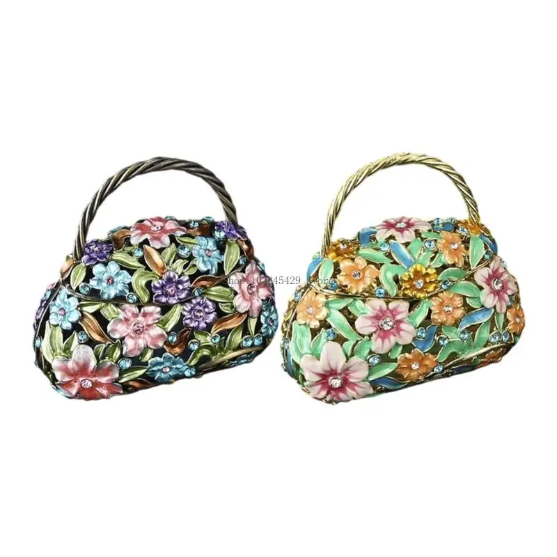Metal Jewelry Storage Case with Flower Carving Jewelry Displaying Organizers