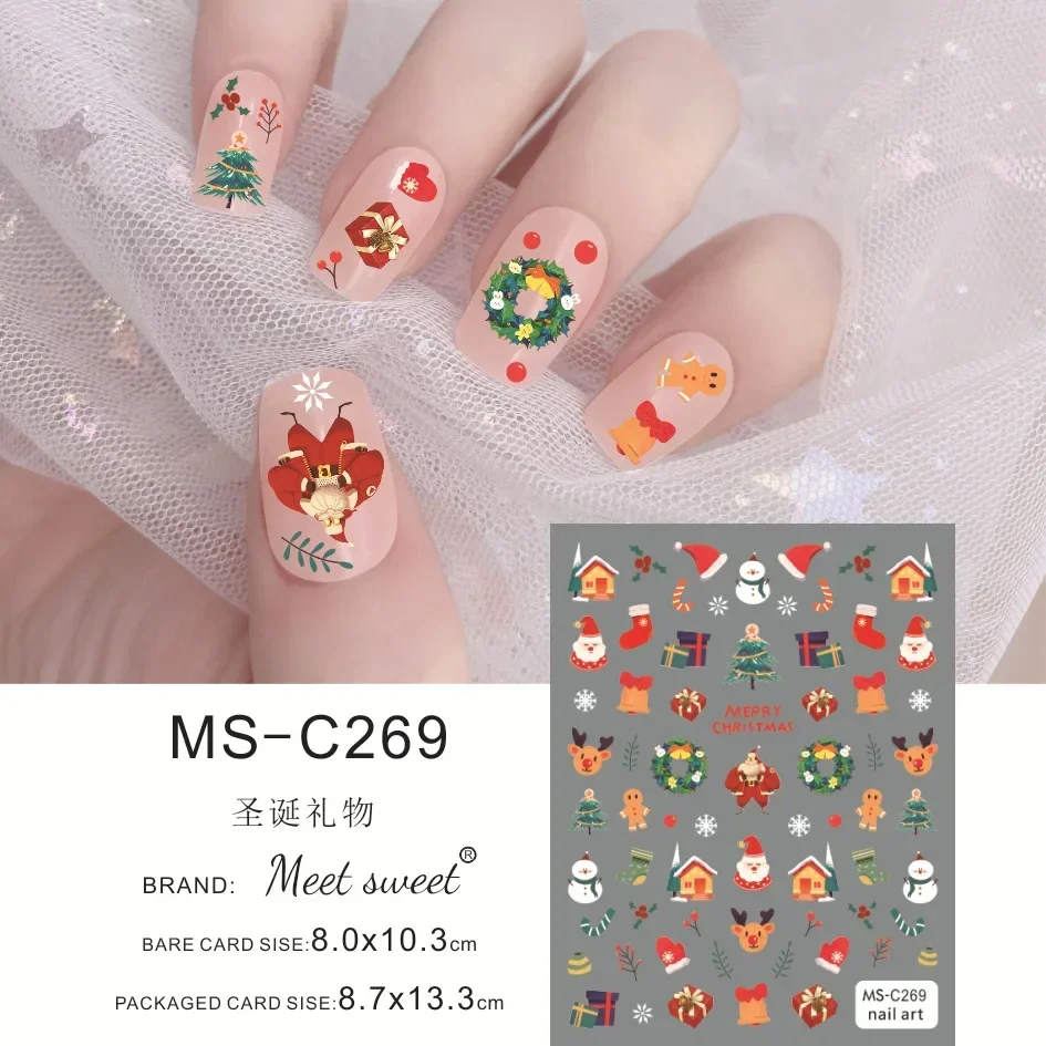 Nail Stickers Christmas Gingerbread Man And Tree Grinch Manicure Sticker Nail Decal Nails Accessories Supplies For Professionals