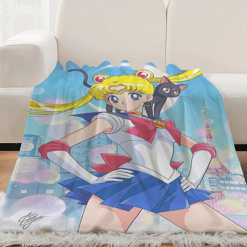 Sofa Blankets H-Sailor Moons Microfiber Bedding King Size Blanket Fluffy Soft Blankets Warm Knee Fleece Camping Custom Nap Anime