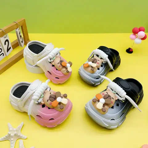 Cute and Versatile Parent-Child Slippers for Boys and Girls, New Cartoon Strap Capybara Clogs, Soft-Soled Non-Slip Closed-Toe Sandals 606