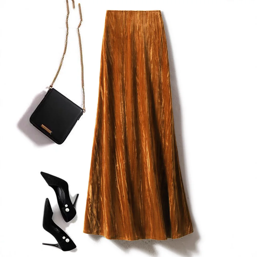 Falda larga acampanada adelgazante fluida de cintura alta nuevo estilo Otoño/Invierno 2025 para mujer