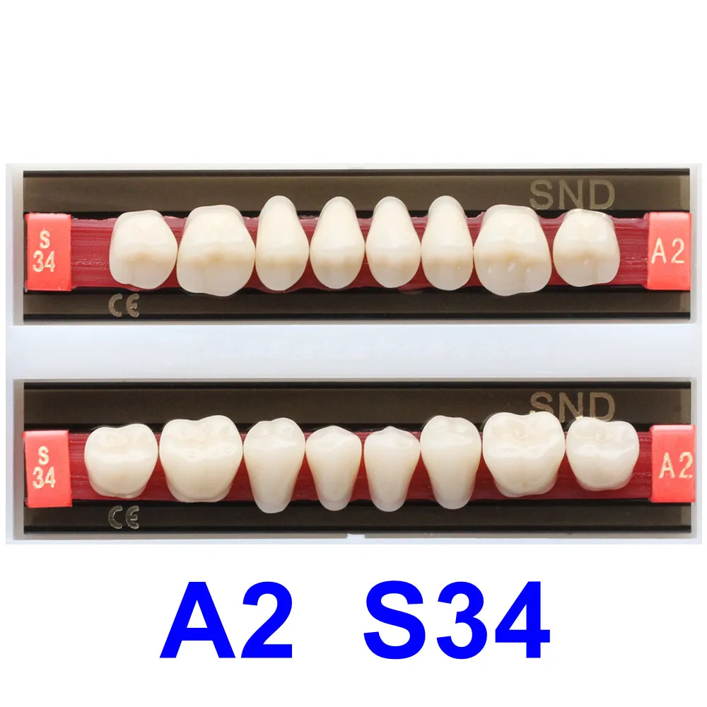 A2 Shade Dental akryl syntetyczna żywica wybielanie zębów dwuwarstwowa proteza pełne usta fałszywa pielęgnacja jamy ustnej fałszywe U/L przednie tylne