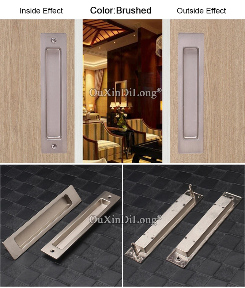 

1Pair European Embedded Sliding Door Handles Invisible Hidden Wood Barn Door Handles Kitchen Balcony Push Pull Flush Door Pulls