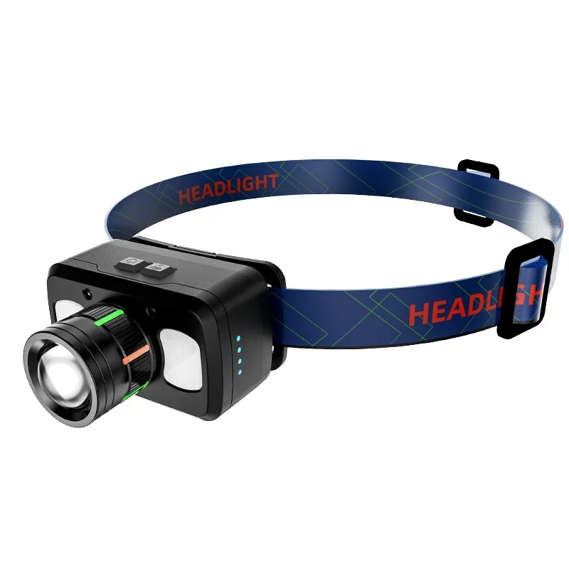 LED Headlamp USB Rechargeable Headlight Wave Sensor Head Flashlight Outdoor Houshold Lamp for Camping Hiking Emergency Fish