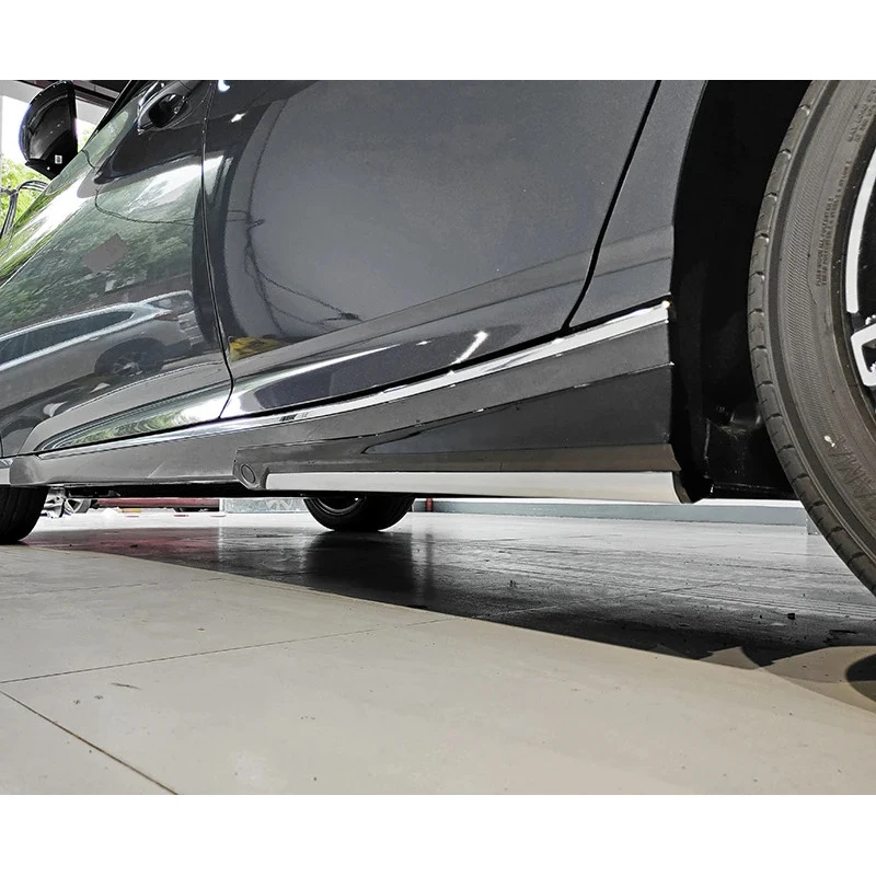 High Quality Carbon Fiber Style Side Skirt Kit 4 Pieces Glossy Black Auto Exterior Trim With Self Adhesive Tape view 5