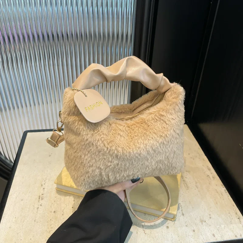 Plush fashion handbag versatile ins shoulder messenger casual bag