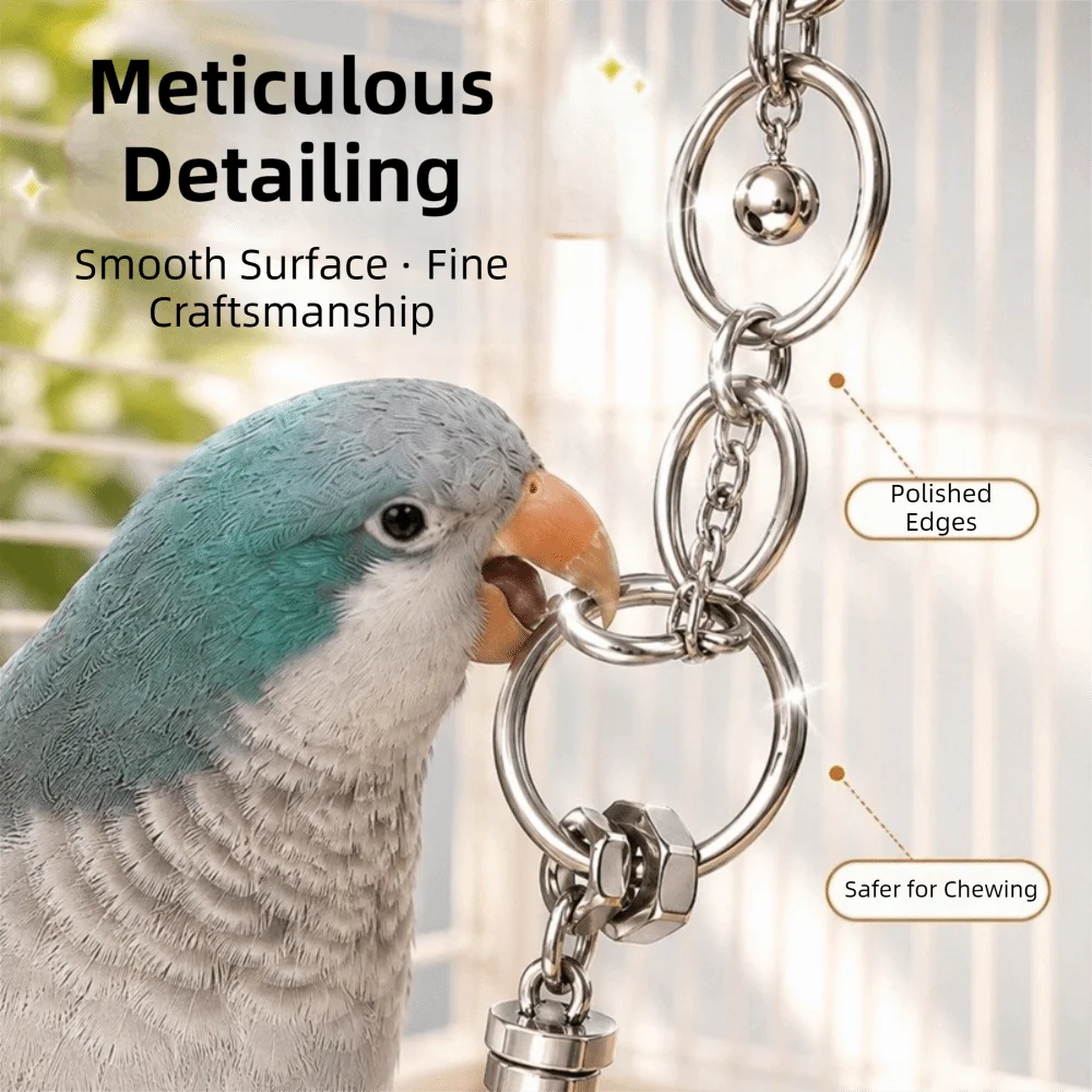 Stainless Steel Parrot Gnaw Toy Wear-resistant Rust-Proof Parrot Bite String Bite Resistant Bird Chain Bells Toys