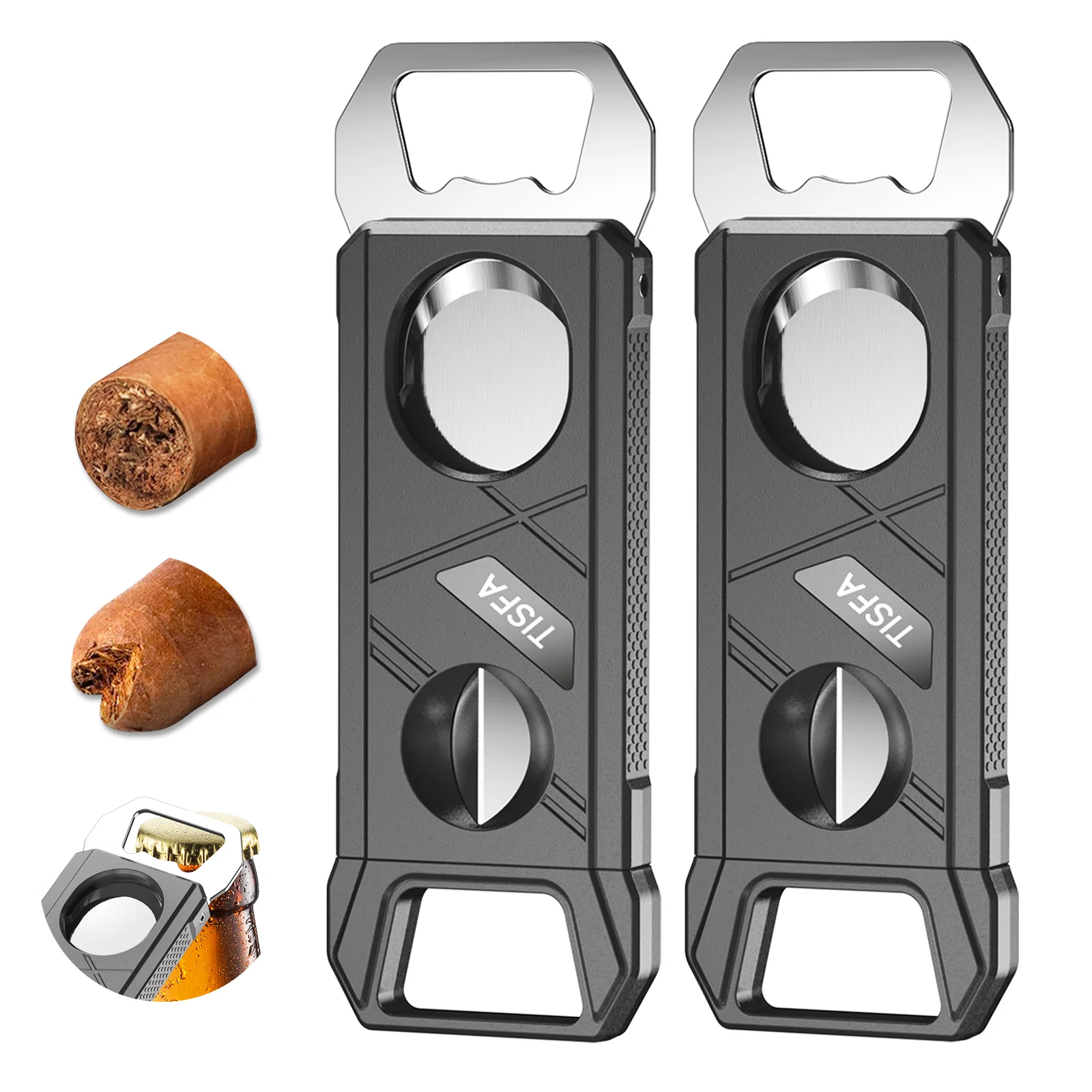 Portable 3 in 1 Cigar Cutter Set with Bottle Opener