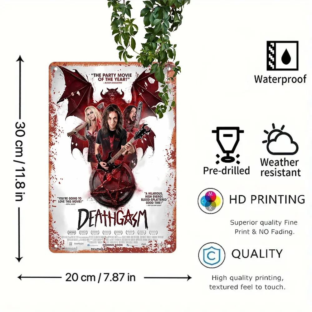 قم برفع ديكور منزلك أو البار أو الرجل الكهف أو المرآب باستخدام لافتة معدنية عتيقة مكونة من قطعة واحدة تتميز بملصق فيلم Deathgasm