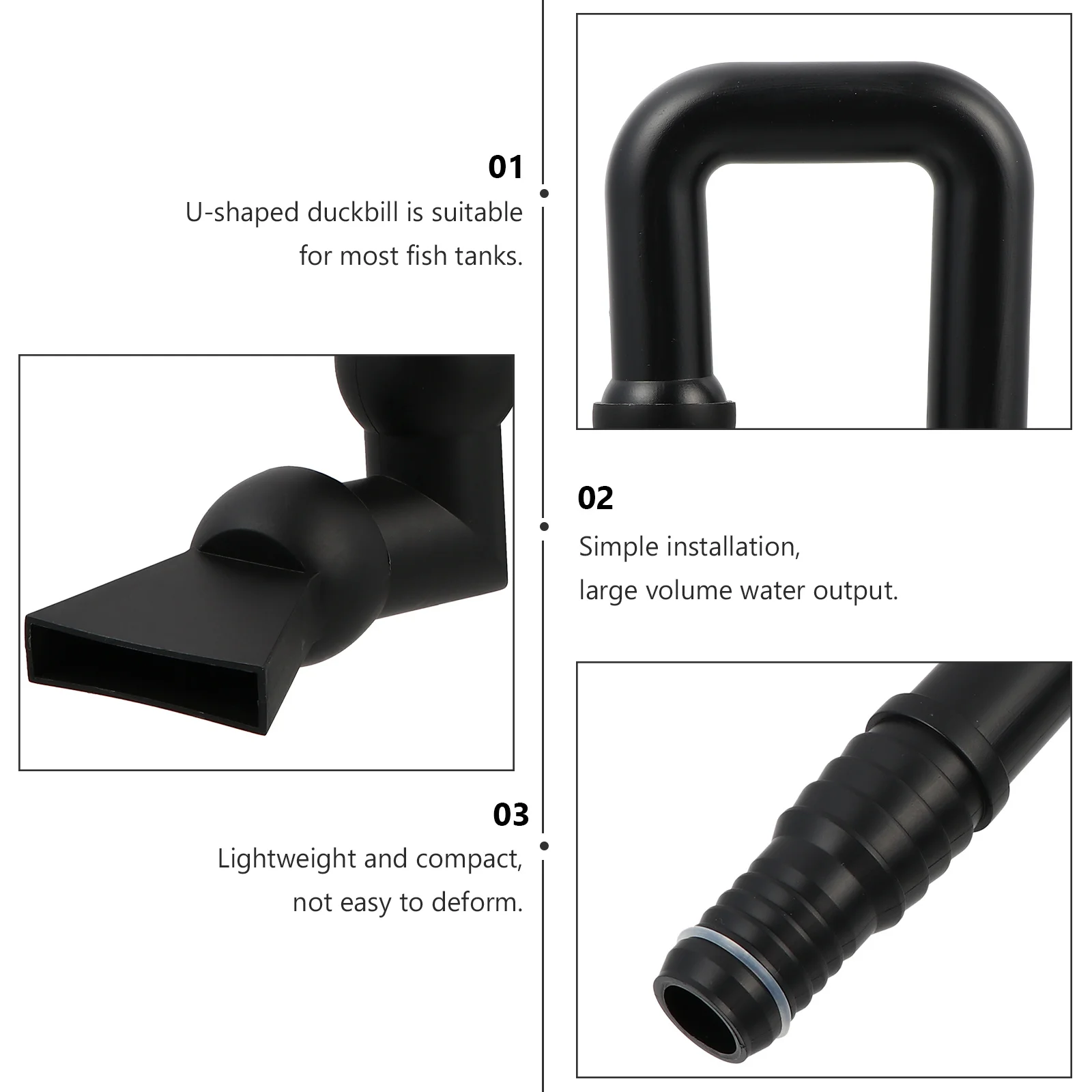 

Efficient Aquarium Water Return Jet U Shape Outflow Pipe Duckbill Nozzle Tank End Connector Pump Plumbing Fitting Flow Regulator