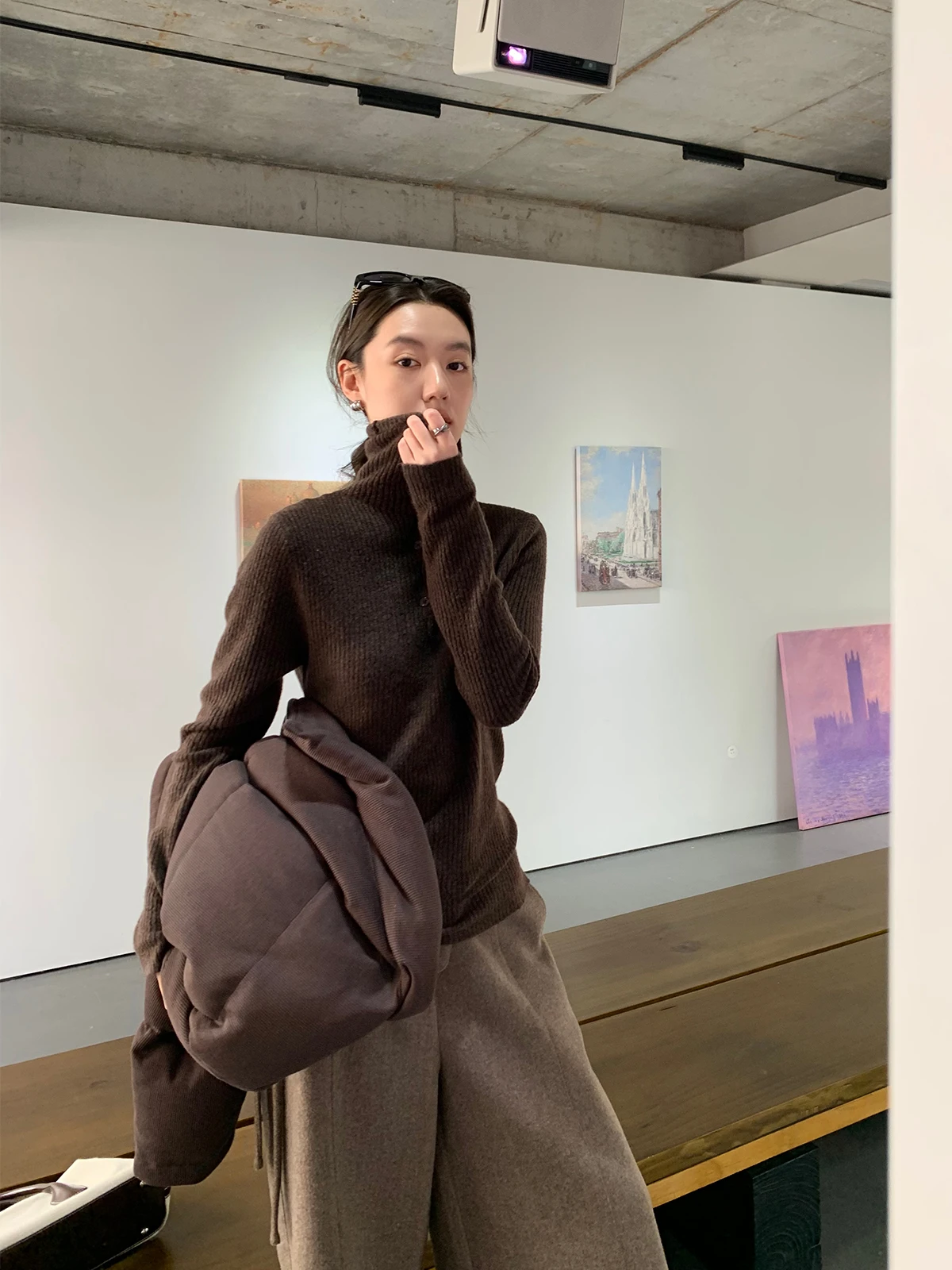 

Gakee Official mat Oversized High Collar Long Sve Women's Sweater Premium Knitted Top Comfortable Loose Fit Sle