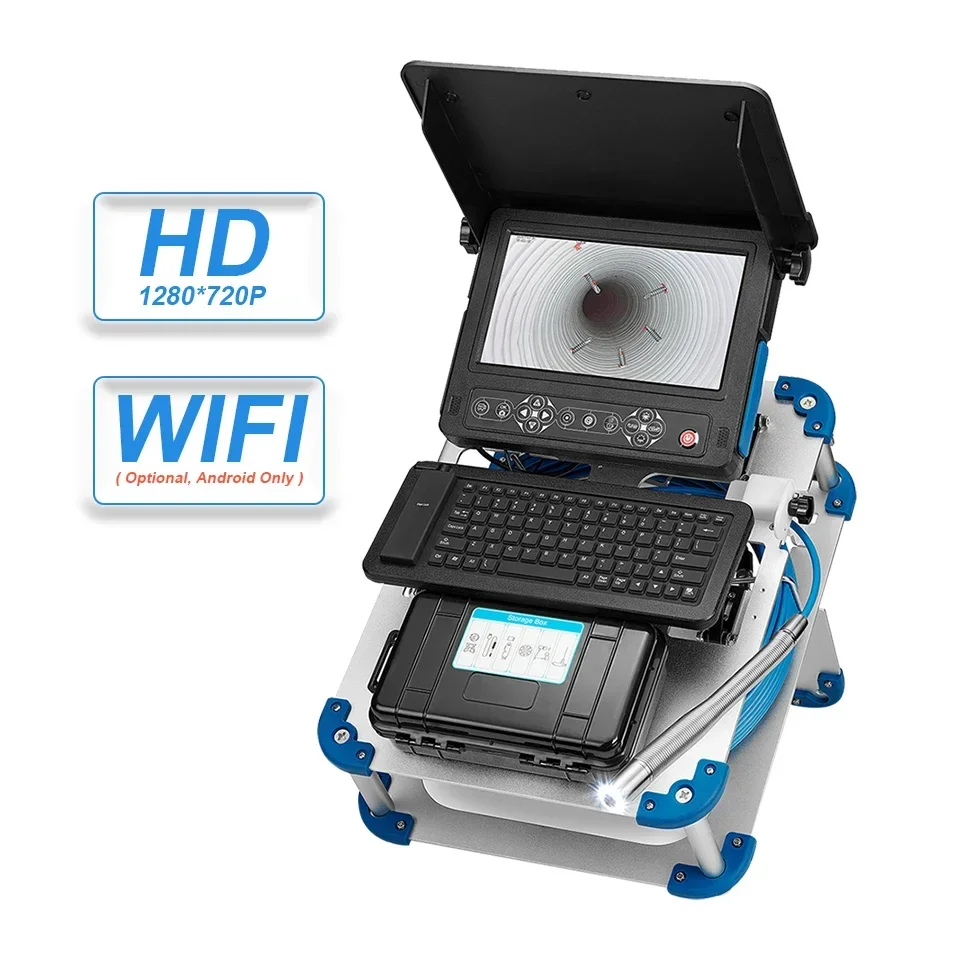 كاميرا خط أنابيب 2025 لفحص خطوط الأنابيب المختلفة وأدوات تنظيف المجاري و1280*720 بكسل وذاكرة كبيرة 256 جيجابايت