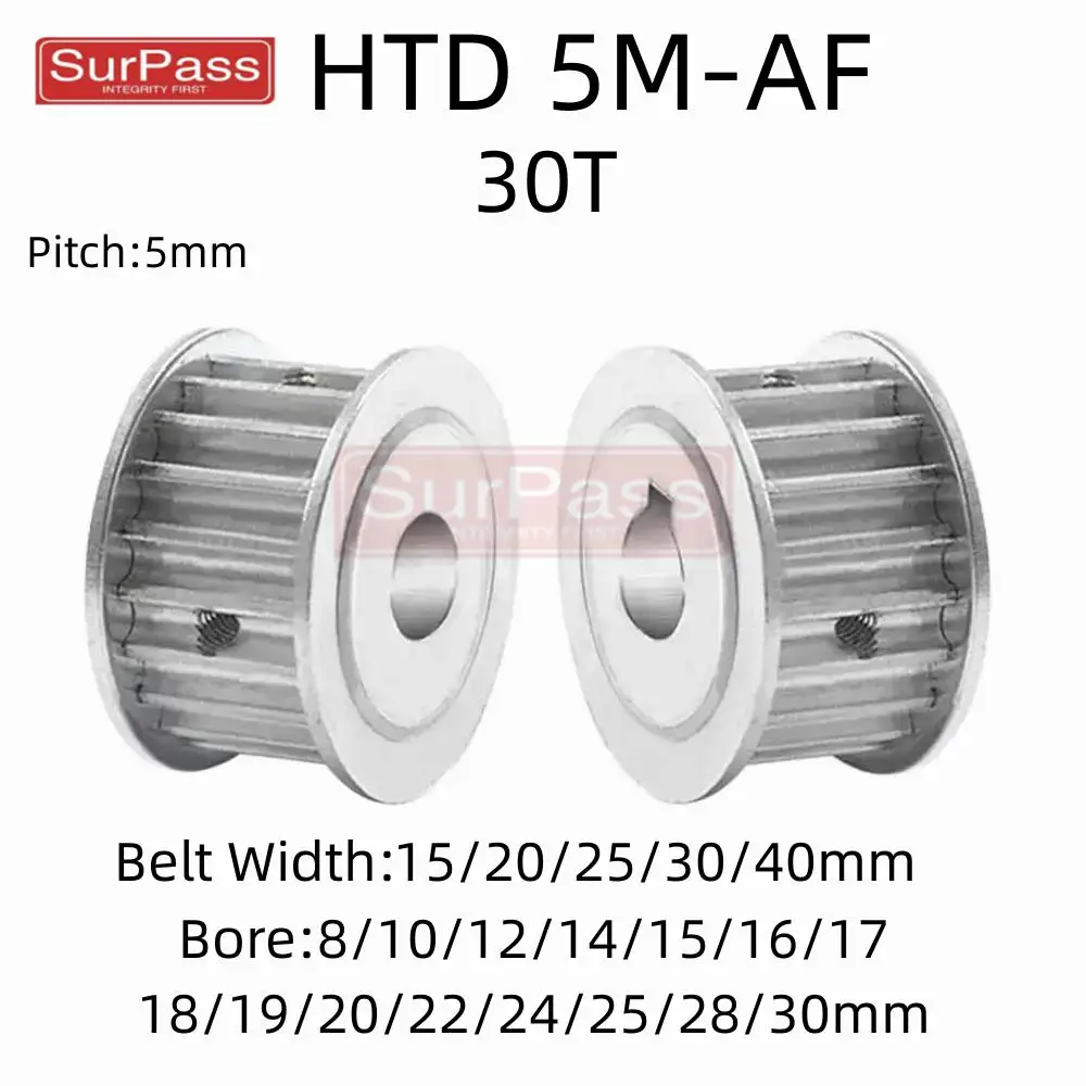 

HTD 5M AF Type 30Teeth Timing Pulley Bore 5mm-30mm for 10/15/20/25/30/40mm Width Belt Used In Linear Pulley 5GT