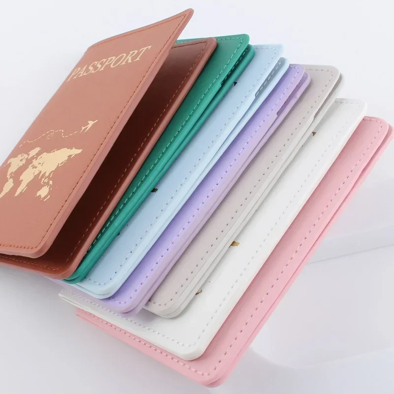 เคสใส่หนังสือเดินทางแฟชั่นแบบเรียบง่าย2024สำหรับทุกเพศ, ที่ใส่หนังสือเดินทางเวลาเดินทางบางเฉียบกระเป๋าสตางค์ของขวัญหนัง PU ใส่บัตรเหมาะสำหรับทุกเพศ