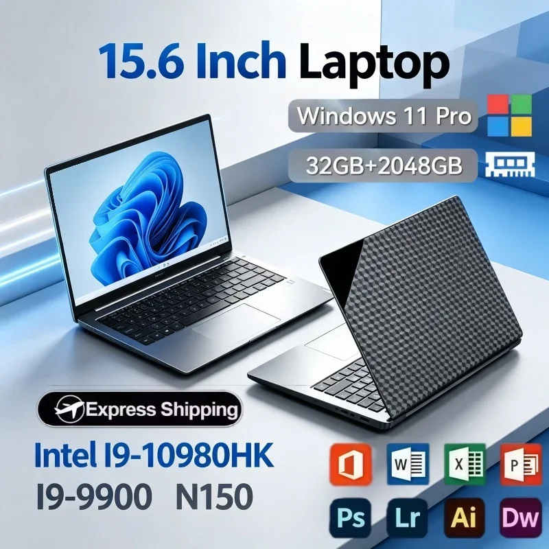 15.6 Inch Notebook Intel I9‑10980HK I9‑9900 N150 32GB RAM 2TB SSD Win11 WiFi‑6 Bluetooth HDMI Output Laptop For Entertainment