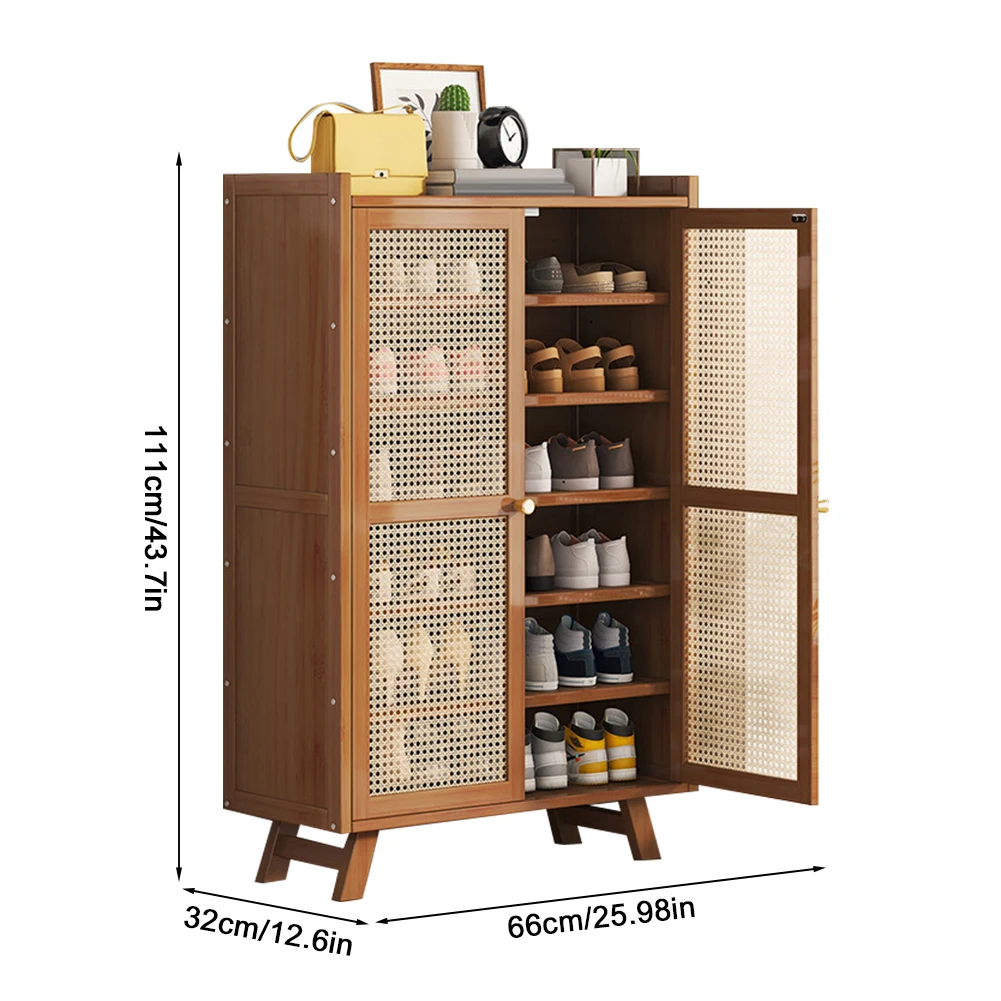 7 Tiers Wooden Shoe Cabinet with Doors Shoe Rack Organizer for Entryway Closet