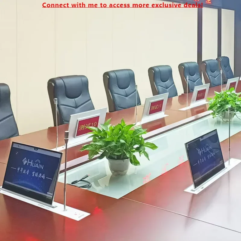 

HUAIN 15.6 Inch All-In-One Motorized Monitor Discussion Microphone Digital Conference System Paperless Solution With Nameplate