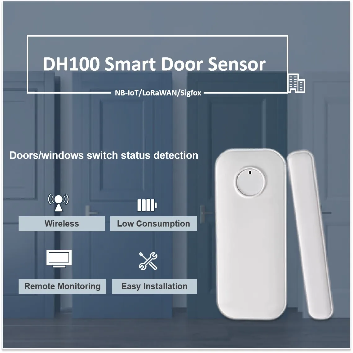 Low Power Consumption Home Alarm System Wireless IoT Solutions Magnetic Door Sensor