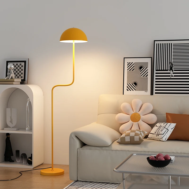 

reative Mushroom Design Floor Lamp Colorful Yellow/Green/Red Standing Light Modern Home Lighting