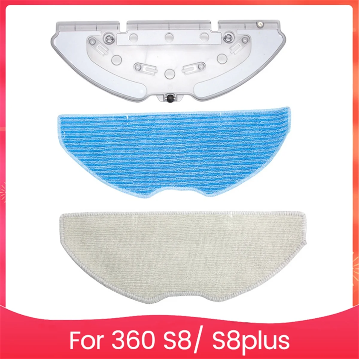 A03R 3PCS Mop Cloth Holder and Mop Cloth Kit for 360 S8 S8plus Sweeping Robot Vacuum Cleaner Mop Cloth Holder Spare Parts