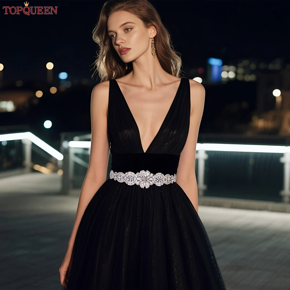 

TOPQUEEN новый свадебный пояс со стразами и кристаллами, свадебный пояс, женские аксессуары для праздничного платья, марокканский свадебный пояс S433