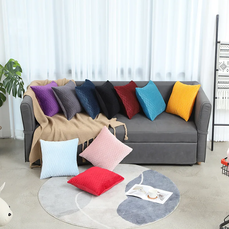 Home Decor Pillow Case Home Cushion Cover Solid Color Pillowcase Polyester for Sofa Car Chair 45*45 Cm Accessories