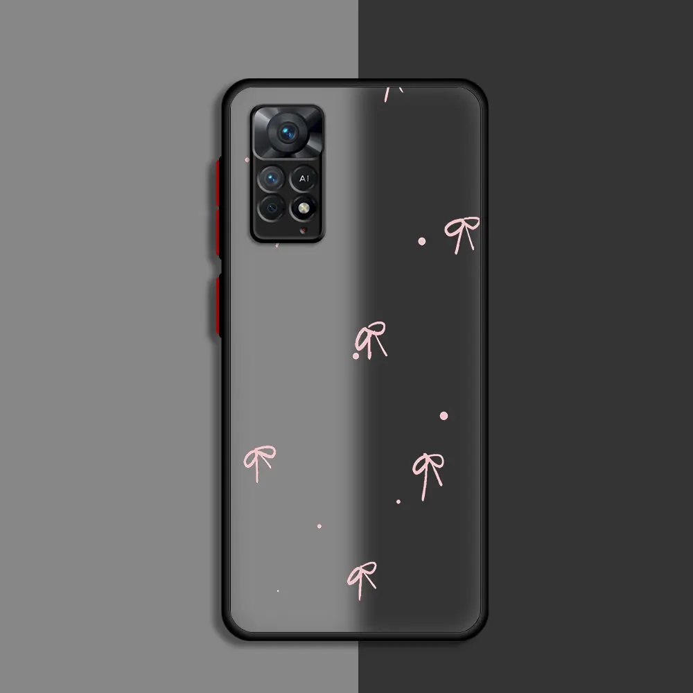 Custodia per telefono TPU con fiocco rosa per Xiaomi Redmi Note 10 Pro 9 12S 12 13 Pro 11 Pro 11T 9T 11S 10S 9S 5G 11 12 Pro Plus Cover Matte