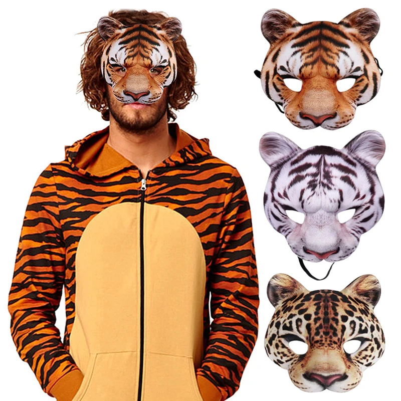 3d Tier maske Tiger Schwein Fuchs Make-up Halb gesichts masken für Frauen Männer Halloween Party Karneval Kostüm Kostüm Requisiten