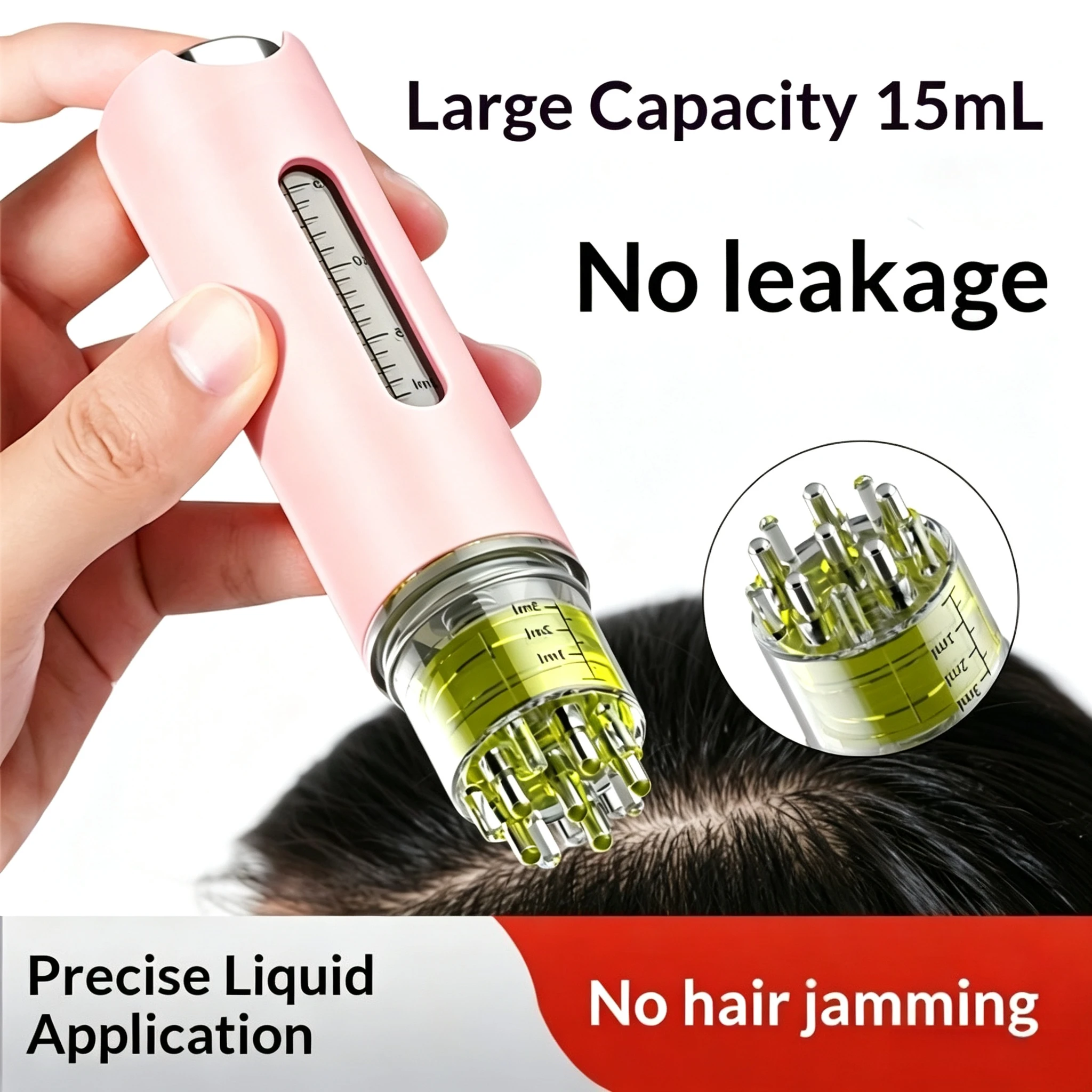 15ml Leakproof Minoxidil Scalp Applicator Roller, Portable Hair Root Massage Comb for Hair Growth Serum Nutrient Oil