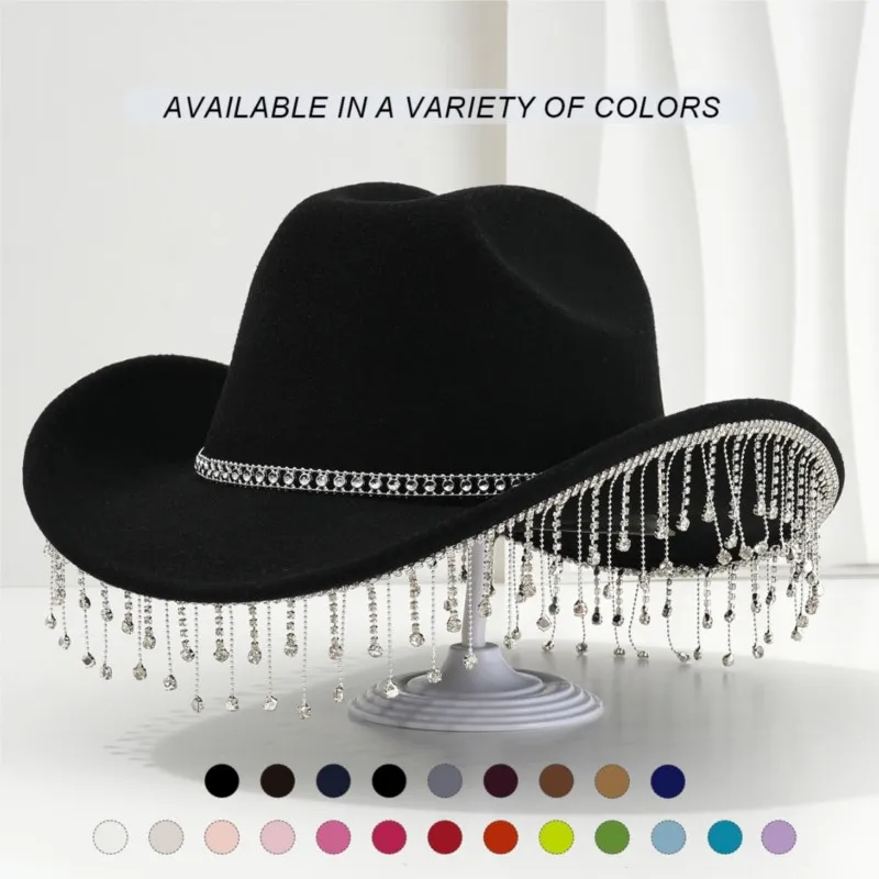 

Ladies' felt and woolen hats shiny water exquisite tassels elegant top birthday party