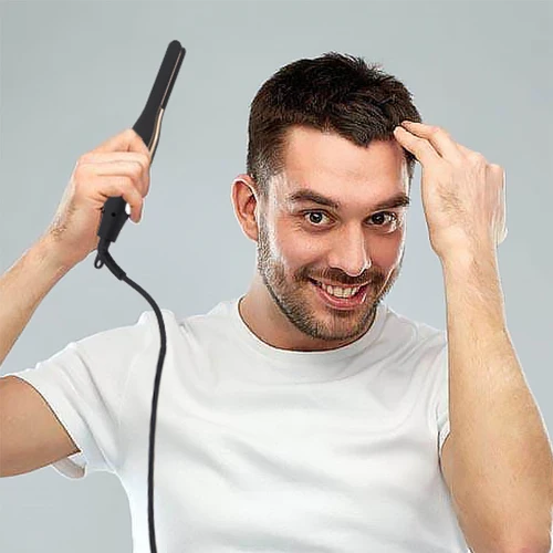 Imagen 2 del producto RUCHA-plancha de pelo plana pequeña para pelo corto y corte Pixie, alisador de doble voltaje para Barba, lápiz fino, plancha plana de titanio para viaje