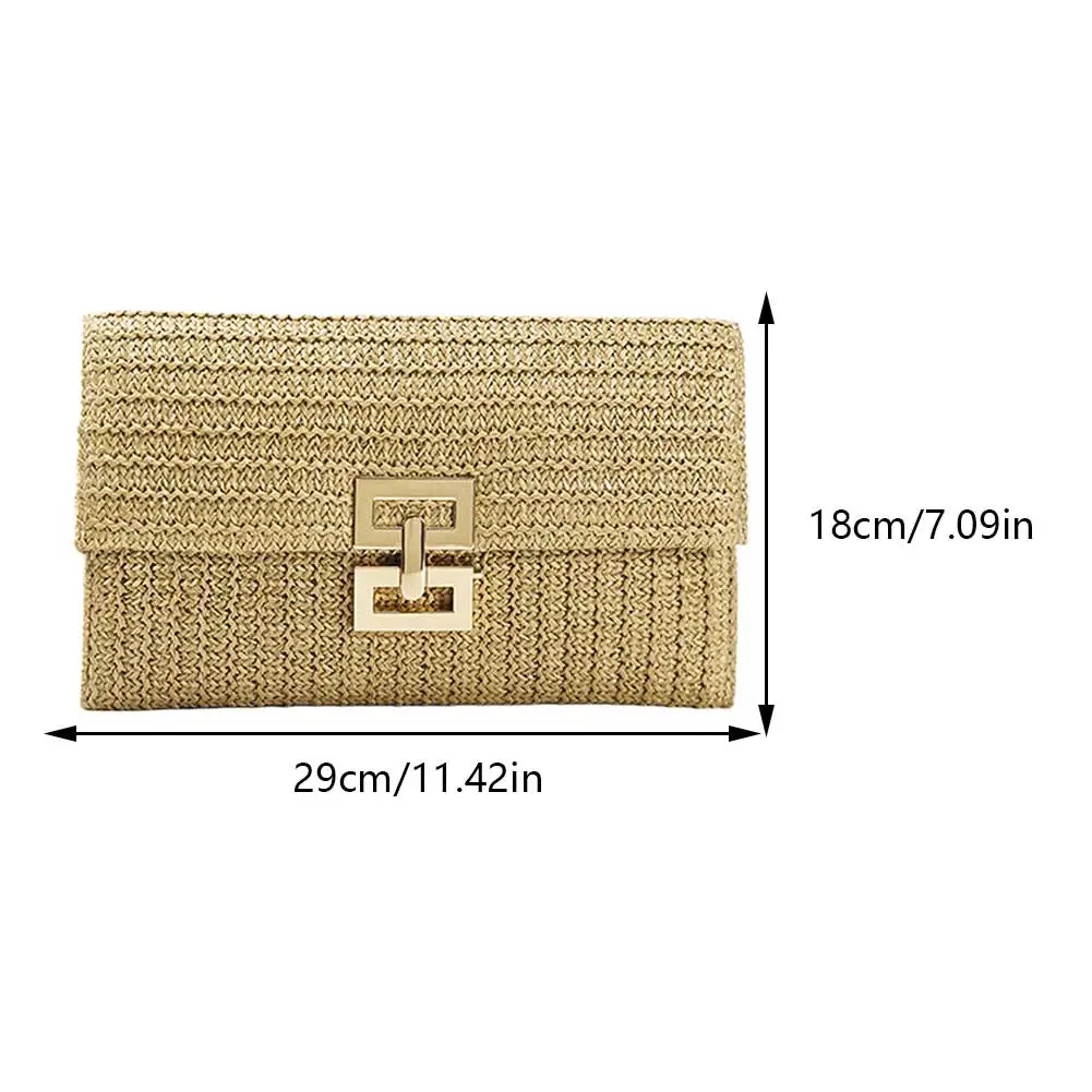 Straw Weaving Summer Bag Ladies Straw Woven Purse Women Crochet Beach Rattan Handbag Female Party Wedding Evening Clutch Bag