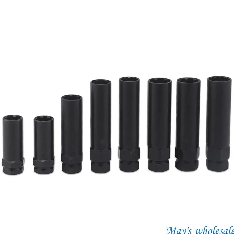 8 Piece Ergonomic Lug Nut Removal Set for Fast Release of Spline and Hexagonal Aftermarket Lock Portable Travel Solution 448A