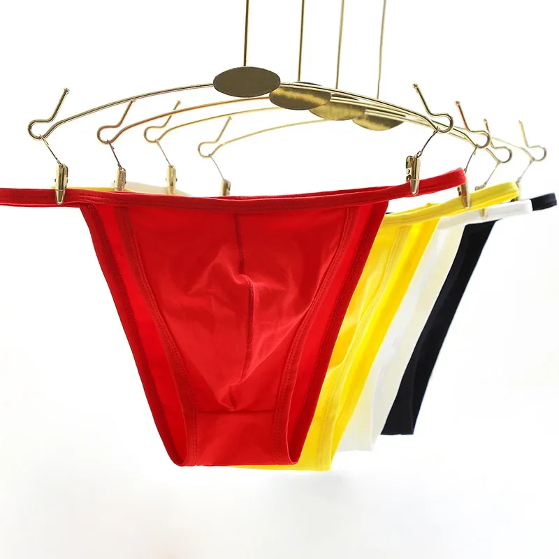 

Men's Sexy Solid Color Low Rise Thong T-Back Briefs Solid Color Breathable Underwear Ultra-Thin Trunks Sissy Pouch Underpants