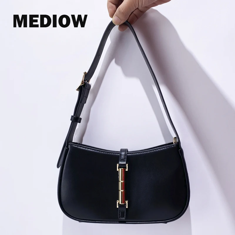 MEDIOW Classic Underarm Bags For Women Luxury Designer Handbags And Purses 2024 New In PU Vintage Lock Decoration Small Shoulder