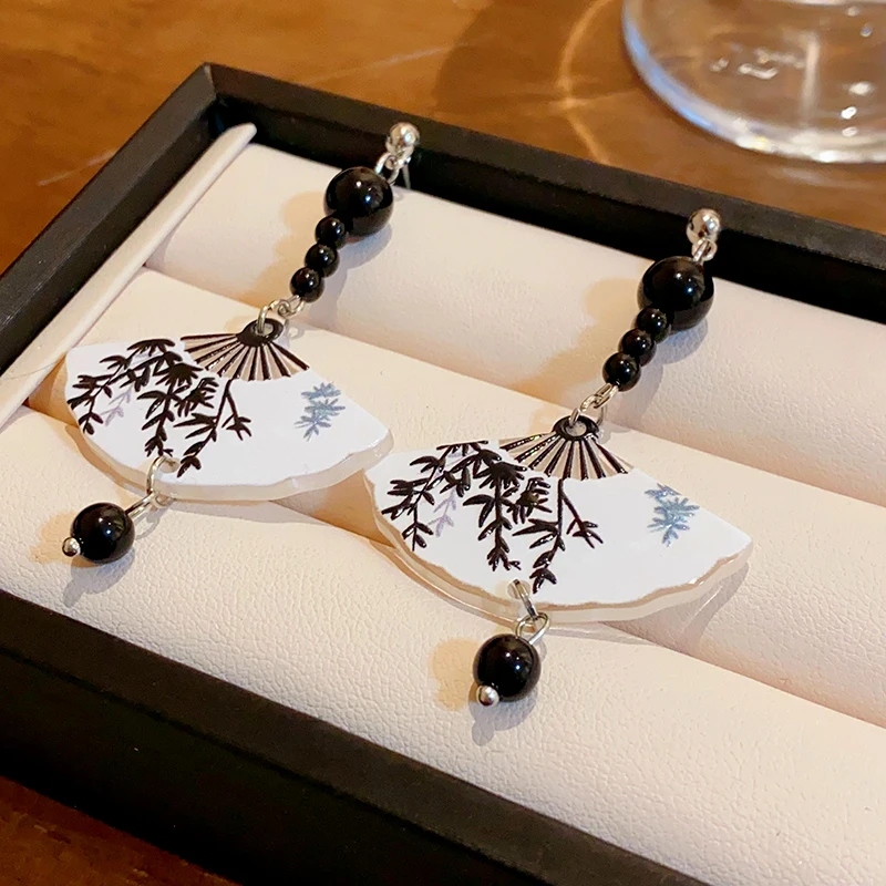 Neo-chinese Style Bamboo Joint Flower Earrings Imitation Pearl Fringe Earring New National Tide Personality  Earrings for Women image 4