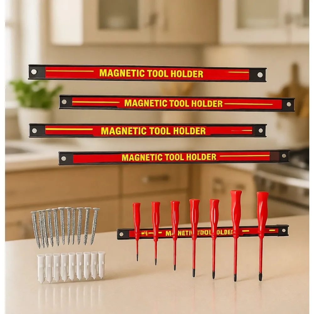 

Шесть сверхпрочных 18-дюймовых магнитных держателей для инструментов, супермощный металлический органайзер для гаража или мастерской, винты для крепления в комплекте