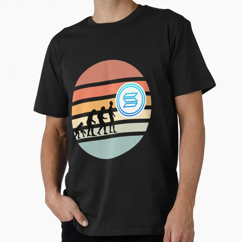 

Evolution of man towards SOLANA Coin To The Moon Crypto Token Cryptocurrency Blockchain Wallet HODL Gift T shirt Large size Tops