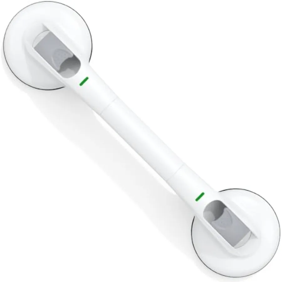 

19 Inch Heavy Duty Shower Grab Bars with 330lbs Ccity and Indicator Suction Cup Handles in Black Upgraded Rubber Suction Cups f