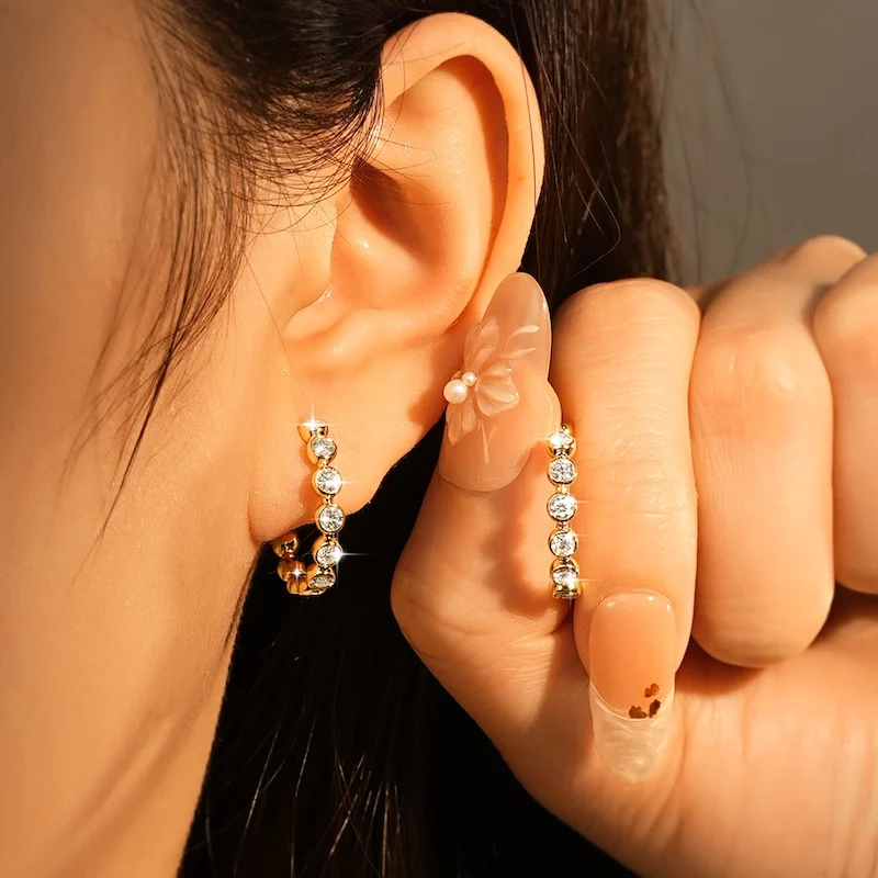 Rrjzz 2,5 mm Full Moissanite Sweet Bubble Creolen für Damen, GRA D-Color, im Labor hergestellte Diamantohrringe, Hochzeitsschmuck, Geschenke – Detail 16