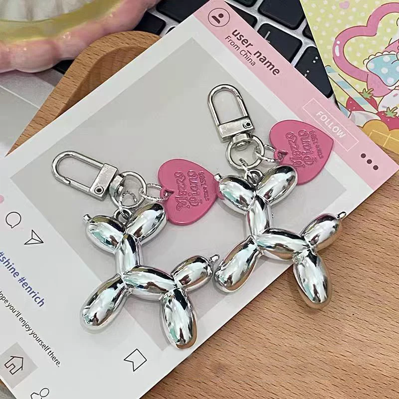 Cute Cartoon Balloon Dog Bag Pendant Keyring Keychains 3D Jewelry Gift Decoration Accessories for Bag Car Key Chain