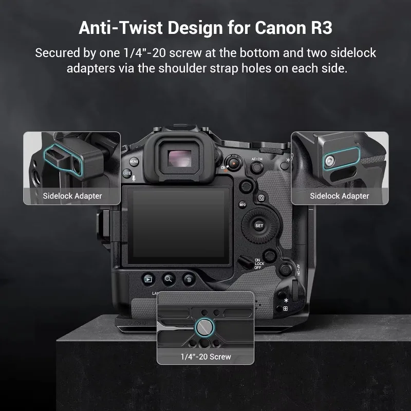 SmallRig Cage for Canon R3 Built-in Plate for Arca-Swiss for Quick Switch Among Handheld, Tripod and Stabilizer Shooting - 3884