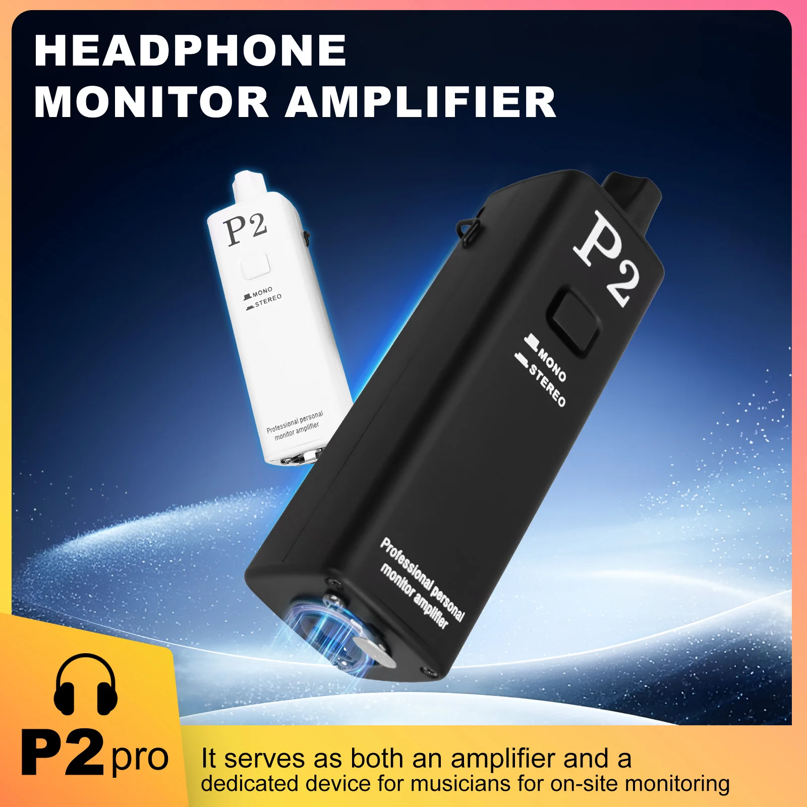Amplificador de Monitor Intra-auricular Portátil P2, Amplificador de Fone de Ouvido com Entrada XLR e TRS, Saída de 3,5mm