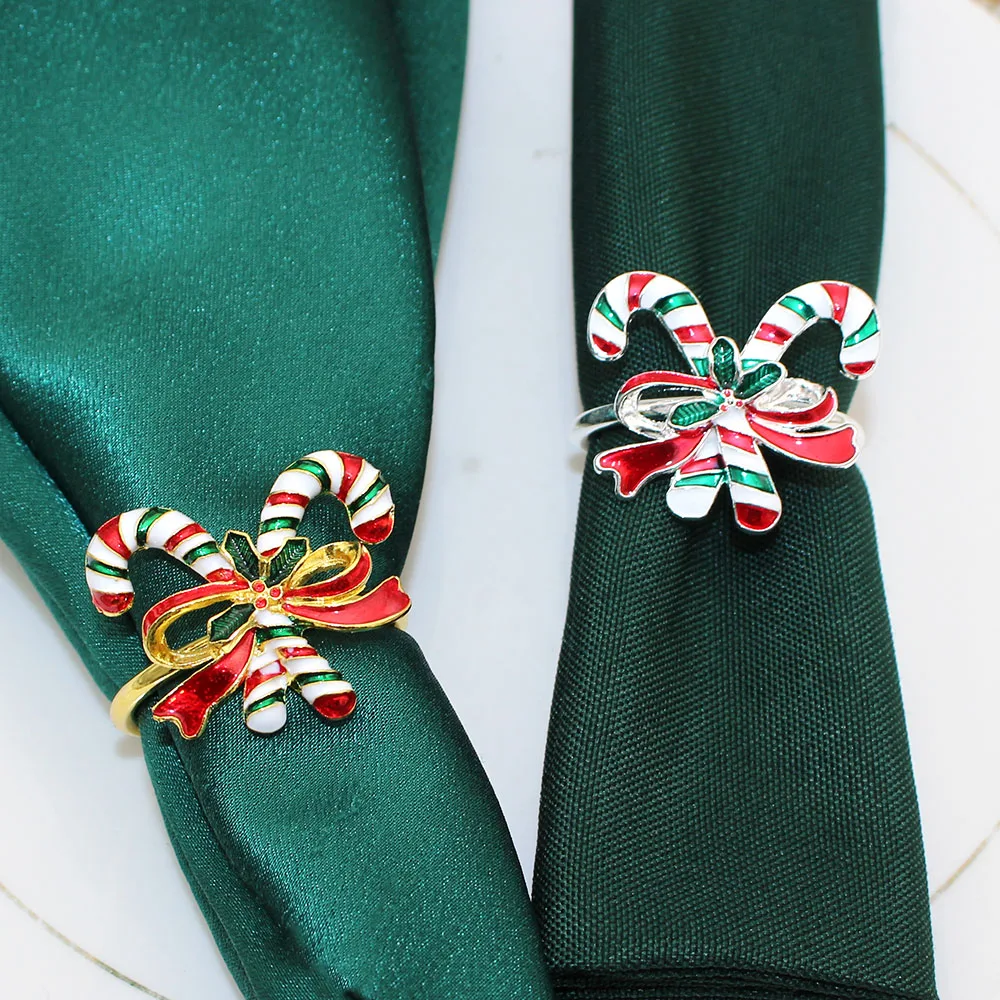 6Pcs Christmas Candy Cane Napkin Rings for Christmas Dinning Table Setting Wedding Receptions Home Kitchen for Casual or Formal