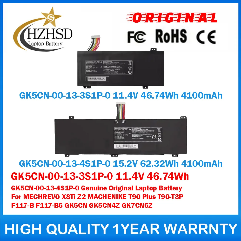 

GK5CN-00-13-3S1P-0 11.4V 46.74Wh 4S1P-0 15.2V 62.32Wh Genuine Original Laptop Battery For MECHREVO X8Ti Z2 MACHENIKE T90 Plus
